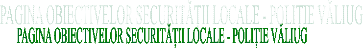 PAGINA OBIECTIVELOR SECURITĂȚII LOCALE - POLIȚIE VĂLIUG